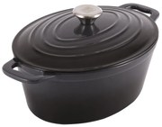 Oala fonta emailata cu capac,  7.7 L, tip roaster, pentru cuptor sau plita, Xanten Carl Schmidt Sohn gri 36x27.8 cm 075262