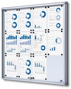 Vitrina de informatii interioare cu usi glisante 12 x A4 - spate tabla, aluminiu