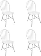 vidaXL Scaune de bucătărie, 4 buc., alb, lemn masiv de hevea