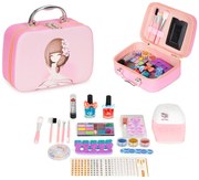 Trusă cosmetică pentru copii, cutie cu oglindă și lampă UV LED