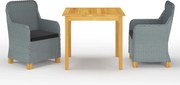 vidaXL Set de masă pentru grădină, 3 piese, gri deschis