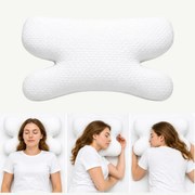 Perna cervicala ortopedica CERVI-SAN Antirid, memory foam maruntit anti-riduri, husa Tencel