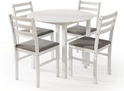 MAZZONI EXPORT Set TORINO Masă rotundă + 4 scaune Alb / Gri Deschis