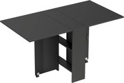 HOMCOM Masă Pliantă din Lemn cu Roți, pentru 4-6 Persoane, 75x140x75 cm, Negru | Aosom Romania