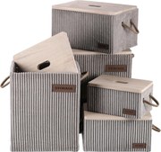 Autronic Set of 5 fabric storage boxes, grey