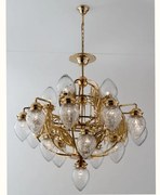 Candelabru cu 21 brate, elegant design LUX Budapest, auriu LU 1440/5+10+5+1 gold/411 klar-Schliff OR