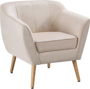 Fotoliu de design, ţesătură Velvet bej/natur, VIODA