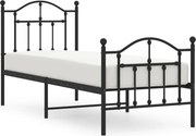 vidaXL Cadru pat metalic cu tăblii de cap/picioare, negru, 75x190 cm