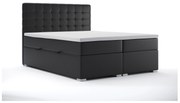 Pat matrimonial Boxspring 180 cm Clady (Negru piele ecologică) (cu sp. depozitare). 1044200