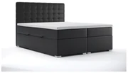 Pat matrimonial Boxspring 180 cm Clady (Negru piele ecologică) (cu sp. depozitare). 1044200