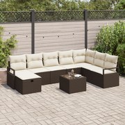 vidaXL Set de canapele pentru grădină cu pernă 9 pcs maro și crem