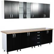 Bucatarie Zebra 260 cm din PAL Negru cu blat termoizolant crem