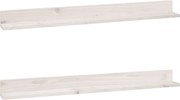 vidaXL Rafturi de perete, 2 buc., alb, 110x11x9 cm, lemn masiv de pin