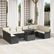 vidaXL Set de canapele pentru grădină 11 pcs Negru Rattan poli