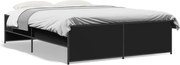 vidaXL Cadru de pat, negru, 140x190 cm, lemn prelucrat și metal