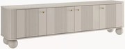 Dulap TV Vesper 4D 187 cm - cașmir / mânere aurii / picioare rotunde