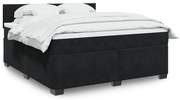 vidaXL Pat box spring cu saltea, negru, 180x200 cm, catifea