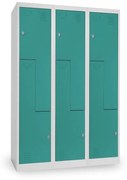 Dulap metalic Z, 3 compartimente, 120 x 50 x 180 cm, blocare, verde - ral 6033