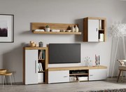 Set Mobilier Living Alb cu Stejar Auriu Sam-C12