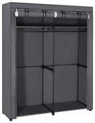 Dulap textil pentru depozitare MATIS, 140 x 174 cm, gri, cu rafturi și bară pentru umerașe