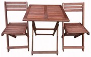 Set masa si scaune pentru gradina Kreta Muhler Meranti 1001746, 3 piese, Lemn Meranti/Shorea, Pliabil, Maro rosiatic