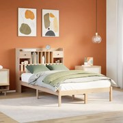 vidaXL Pat cu bibliotecă fără saltea, 135x190 cm, lemn masiv de pin