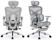 DeluxStar T9 MESH Premium – Scaun Ergonomic, Cotiere 6D, Suport Lombar Adaptiv, Spătar Reglabil pe Înaltime în 5 poziții, Mecanism Înclinare/Blocare, Mesh, Gri