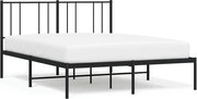 vidaXL Cadru de pat metalic cu tăblie, negru, 140x190 cm