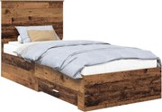 vidaXL Cadru de pat cu headboard Lemn vechi 90 x 190 cm Lemn compozit