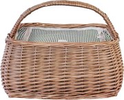 Coș de picnic din răchită naturală, termoizolant, căptușit, 38 x 25 x 27 cm, „Molly"