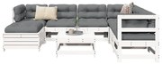 vidaXL Set canapea de grădină, 8 piese, alb, lemn masiv de pin