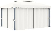 vidaXL Pavilion cu perdea, alb crem, 4 x 3 m, aluminiu