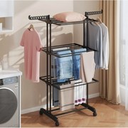 Uscător de rufe cu mai multe niveluri - negru