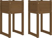 vidaXL Jardiniere, 2 buc., maro miere, 40x40x81 cm, lemn masiv de pin