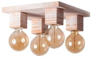 Plafoniera rustica fabricata manual din lemn ALASKA 4L