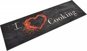 vidaXL Covor de bucătărie lavabil Cooking, negru, 45x150 cm, catifea