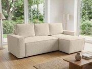 Canapea extensibila de colt SMART BOUCLE, crem, reversibila, 232x143 cm