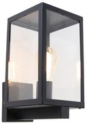 Lampă de perete inteligentă de exterior neagră cu sticlă 30 cm incl. Wifi ST64 - Rotterdam