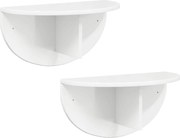 vidaXL Raft de perete 2 pcs Alb lucios 48 x 24 x 24 cm Lemn compozit