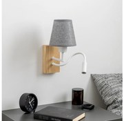 Lampă LED de perete Brilagi NUBILA WOOD 1xE27/25W/230V + LED/3W stejar/gri