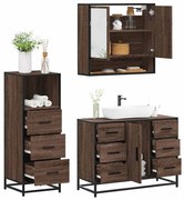 vidaXL Set mobilier de baie, 3 piese, stejar maro, lemn prelucrat