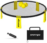 SPORTNOW Set joc mini-volei de exterior cu filet, 3 mingi și pompă, portabil cu sac de transport galben | Aosom Romania
