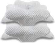 PACHET 2 PERNE CERVI-SAN CONFORT, pernă ortopedică cervicală, din spumă cu memorie, pentru toate pozițiile de somn, husă respirabilă, detașabilă și lavabilă, Pernă ergonomică de susținere a gâtului, Alb