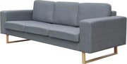 vidaXL Canapea cu 3 locuri, gri deschis, material textil
