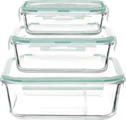 Set de recipiente din sticlă pentru alimente 530 ml, 800 ml, 1800 ml, transparent
