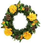 Coroană funerară Crizanteme galbene, 35 cm