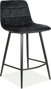 Scaun bar MILA H-2, negru, stofa catifelata/metal, 43x38x87 cm