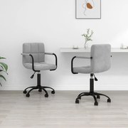 vidaXL Scaune rotative de bucătărie, 2 buc., gri deschis, catifea