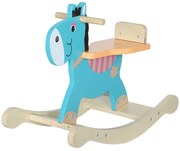 AIYAPLAY Cal de Lemn în Formă de Măgar pentru Copii cu Bază Largă, din Lemn, 59x27x43 cm, Verde Închis și Portocaliu | Aosom Romania