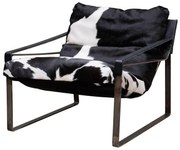 Fotoliu alb-negru, din piele naturala de bovine, Montaine